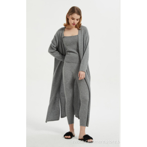 Ladies pure cashmere long cardigan nightwear